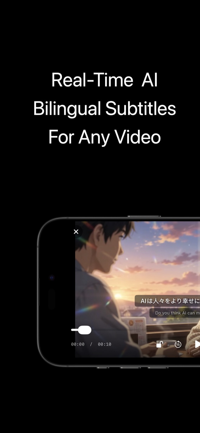 KenjaPlayer cover: instant on-device AI subtitles and live bilingual translation on iPhone and Mac