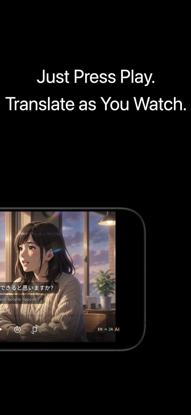Live bilingual subtitle translation on KenjaPlayer for iPhone