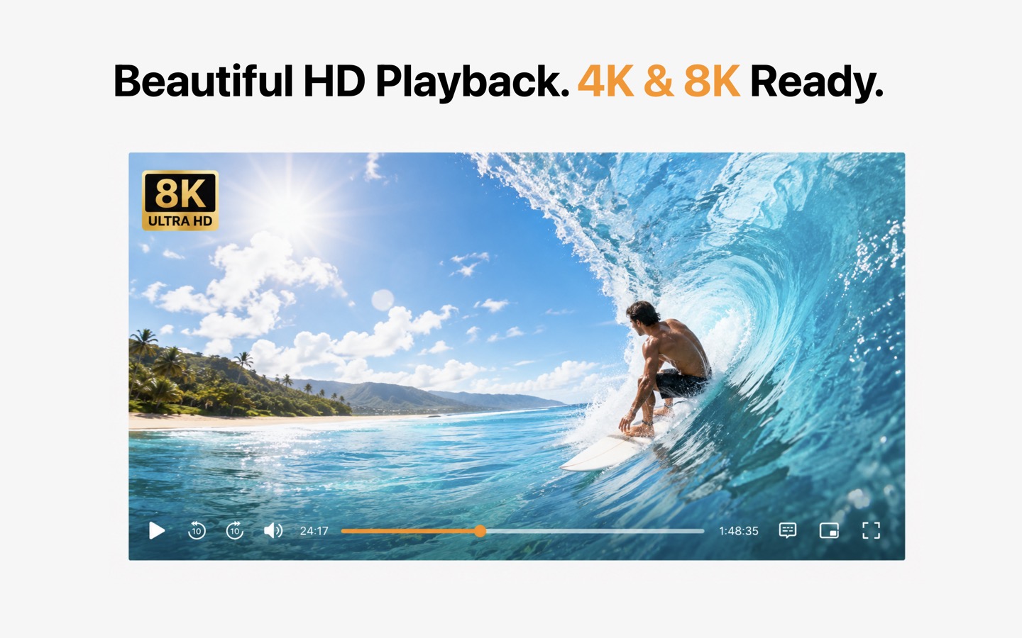 KenjaPlayer en Mac — reproducción HD impecable, lista para 4K y 8K